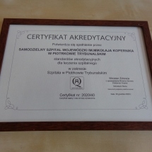 Czwarty certyfikat akredytacyjny dla Samodzielnego Szpitala Wojewódzkiego im. Mikołaja Kopernika w Piotrkowie Trybunalskim PRZYZNANY!